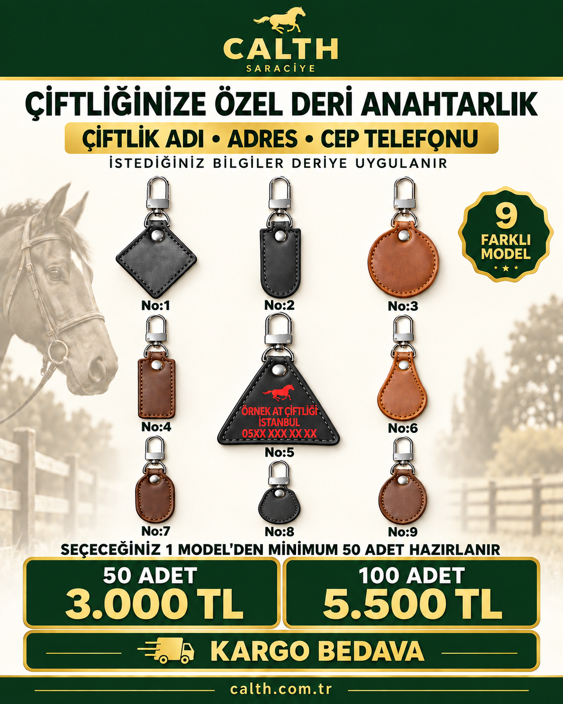Çiftliğe Özel Kişiselleştirilmiş Deri Anahtarlık – Toptan